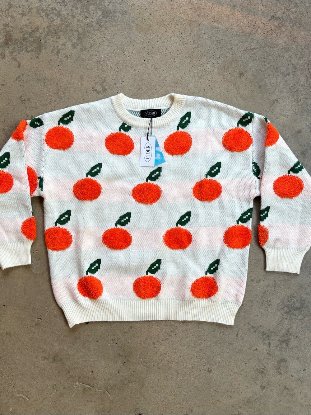 NWT Cider Orange All Over Print Sweater Women's Large